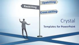 Presentation with crossroads - PPT theme having the-crossroads-choosing-between-up background and a sky blue colored foreground