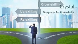  Presentation with crossroads - PPT theme featuring the-crossroads-choosing-between-up background and a cool aqua colored foreground