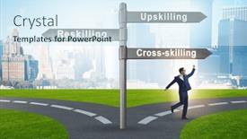  Presentation with crossroads - PPT theme enhanced with the-crossroads-choosing-between-up background and a sky blue colored foreground
