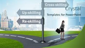  Presentation with crossroads - Presentation theme consisting of the-crossroads-choosing-between-up background and a sky blue colored foreground