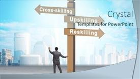  Presentation with crossroads - Slide deck having the-crossroads-choosing-between-up background and a cool aqua colored foreground