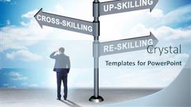  Presentation with crossroads - Presentation theme featuring the-crossroads-choosing-between-up background and a sky blue colored foreground