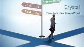  Presentation with crossroads - Slides having the-crossroads-choosing-between-up background and a sky blue colored foreground