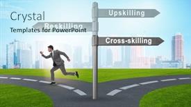  Presentation with crossroads - Theme featuring the-crossroads-choosing-between-up background and a cool aqua colored foreground