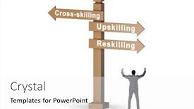  Presentation with crossroads - PPT theme consisting of the-crossroads-choosing-between-up background and a white colored foreground