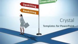 Presentation with crossroads - PPT theme having the-crossroads-choosing-between-up background and a sky blue colored foreground