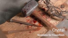  Presentation with crucifixion - Beautiful slide deck featuring the crucifixion of jesus backdrop and a coral colored foreground