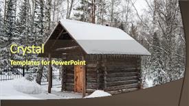  Presentation with antique house - PPT theme consisting of antique wooden distillery house retro background and a light gray colored foreground