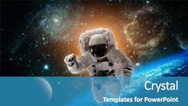  Presentation with astronaut - Colorful presentation theme enhanced with the earth in space backdrop and a teal colored foreground
