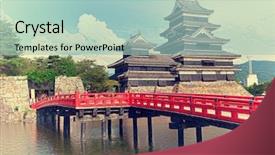  Presentation with japan castle - Audience pleasing PPT theme consisting of beautiful medieval castle matsumoto in the eastern honshu japan backdrop and a mint green colored foreground