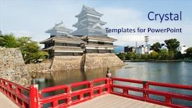  Presentation with japan castle - Audience pleasing presentation theme consisting of feudalism - beautiful medieval castle matsumoto backdrop and a light blue colored foreground