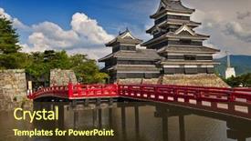  Presentation with japan castle - Presentation theme featuring feudalism - beautiful medieval castle matsumoto background and a tawny brown colored foreground
