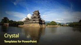  Presentation with japan castle - Colorful theme enhanced with feudalism - beautiful medieval castle matsumoto backdrop and a tawny brown colored foreground