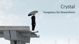  Presentation with broken bridge - PPT layouts featuring the edge of bridge background and a sky blue colored foreground