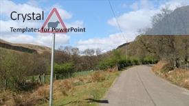 Presentation with patriarchy sexism on warning road - Cool new presentation design with the elan valley wales backdrop and a light blue colored foreground