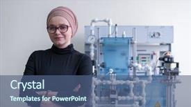  Presentation with electrical technology - Beautiful presentation theme featuring electrical study - portrait of a young female backdrop and a ocean colored foreground