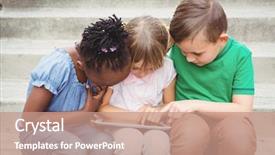  Presentation with steps - PPT theme consisting of the elementary school ground background and a coral colored foreground