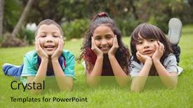  Presentation with elementary children - PPT theme enhanced with the elementary school ground background and a yellow colored foreground