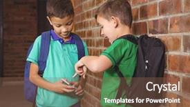  Presentation with elementary - Cool new slide deck with the elementary school ground backdrop and a tawny brown colored foreground
