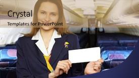  Presentation with cabin crew - PPT layouts featuring the empty airliner cabin background and a coral colored foreground