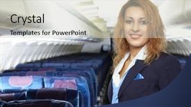  Presentation with cabin crew - Amazing PPT theme having the empty airliner cabin backdrop and a light gray colored foreground