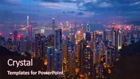  Presentation with view of hong kong - Beautiful PPT theme featuring the evening blue hour backdrop and a wine colored foreground
