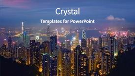  Presentation with hong kong china - Slides with the evening blue hour background and a ocean colored foreground