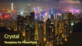  Presentation with hong kong china - Slides having the evening blue hour background and a  colored foreground