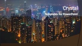  Presentation with hong kong china - Audience pleasing presentation design consisting of the evening blue hour backdrop and a ocean colored foreground