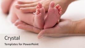  Presentation with newborn baby - PPT theme consisting of the feet and heels background and a soft green colored foreground