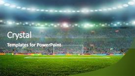  Presentation with soccer field - Slide deck with the field of stadium background and a seafoam green colored foreground