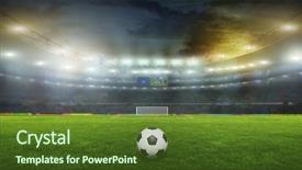  Presentation with soccer field - Amazing presentation theme having the field of stadium backdrop and a tawny brown colored foreground