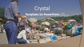  Presentation with flea - Beautiful presentation theme featuring the-flea-market backdrop and a ocean colored foreground