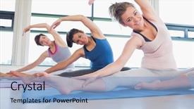  Presentation with stretching - Colorful presentation theme enhanced with the floor at yoga backdrop and a light blue colored foreground