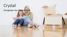  Presentation with child girl reading a book - Slides enhanced with the floor near moving background and a white colored foreground