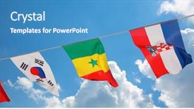  Presentation with football blue - Beautiful presentation design featuring the football nations flag backdrop and a teal colored foreground