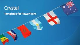  Presentation with football blue - Presentation theme with the football nations flag background and a teal colored foreground