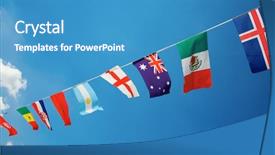  Presentation with football blue - Audience pleasing presentation theme consisting of the football nations flag backdrop and a teal colored foreground