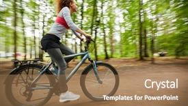  Presentation with mangroves mangrove trees along - PPT theme enhanced with young sportswoman riding bicycle along background and a coral colored foreground