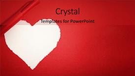  Presentation with torn paper - PPT theme consisting of the form of heart background and a crimson colored foreground