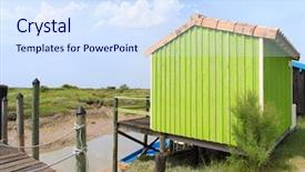  Presentation with hut - Beautiful slide deck featuring the france charente maritime backdrop and a sky blue colored foreground