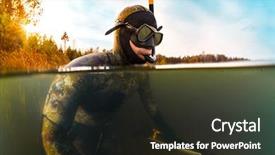  Presentation with charging gun man hands charging - Beautiful slides featuring hunt in the fresh water backdrop and a dark gray colored foreground