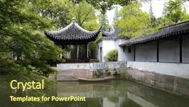  Presentation with garden pond - Presentation theme consisting of the garden of humble background and a tawny brown colored foreground