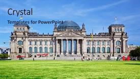  Presentation with parliament - Amazing PPT theme having the german parliament bundestag backdrop and a light blue colored foreground
