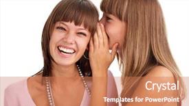  Presentation with news - Beautiful slide set featuring the girlfriend good news backdrop and a coral colored foreground