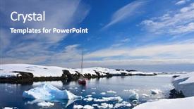  Presentation with sailing ship - Cool new presentation theme with the glaciers in antarctica backdrop and a teal colored foreground