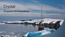  Presentation with sailing ship - Audience pleasing slide set consisting of the glaciers in antarctica backdrop and a teal colored foreground