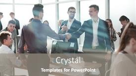  Presentation with young business people - Slide set having the-glass-young-business-people background and a gray colored foreground