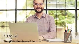  Presentation with successful plans - Colorful slide set enhanced with the glasses sitting behind backdrop and a  colored foreground