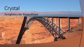  Presentation with pedestrian bridge - PPT theme consisting of the glen canyon dam background and a light blue colored foreground